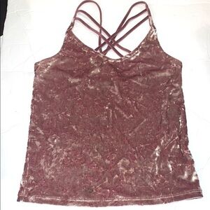 American Eagle Outfitters S top mauve stretch crushed velvet sleeveless strappy